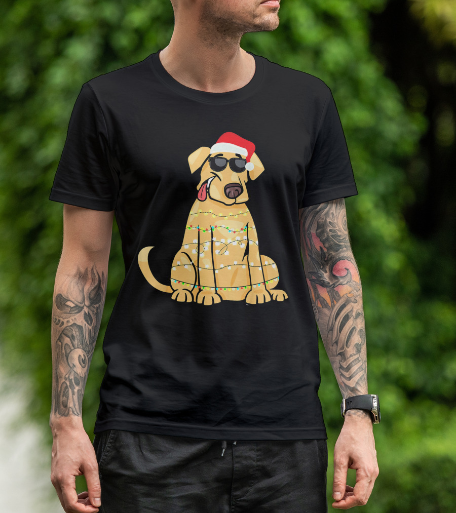 Labrador Santa Claus Christmas Lights Sunglasses T-Shirt