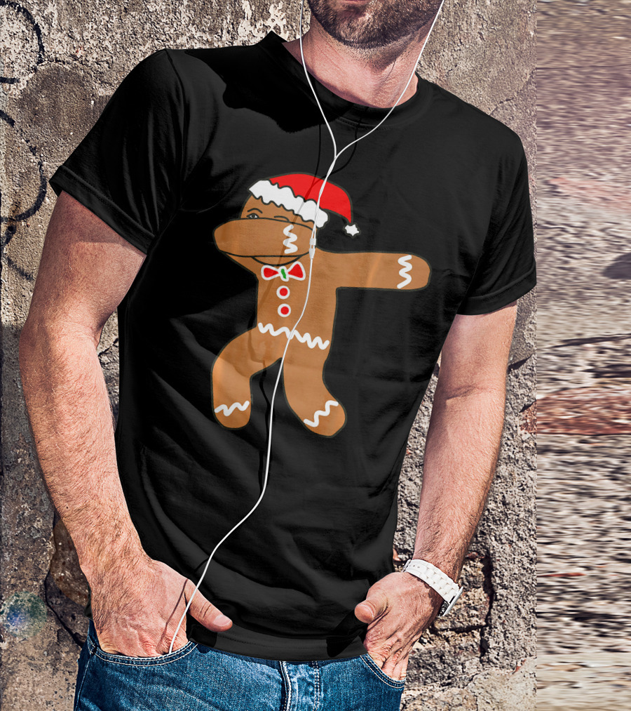 Dabbing Gingerbread Man In Santa Hat T-Shirt