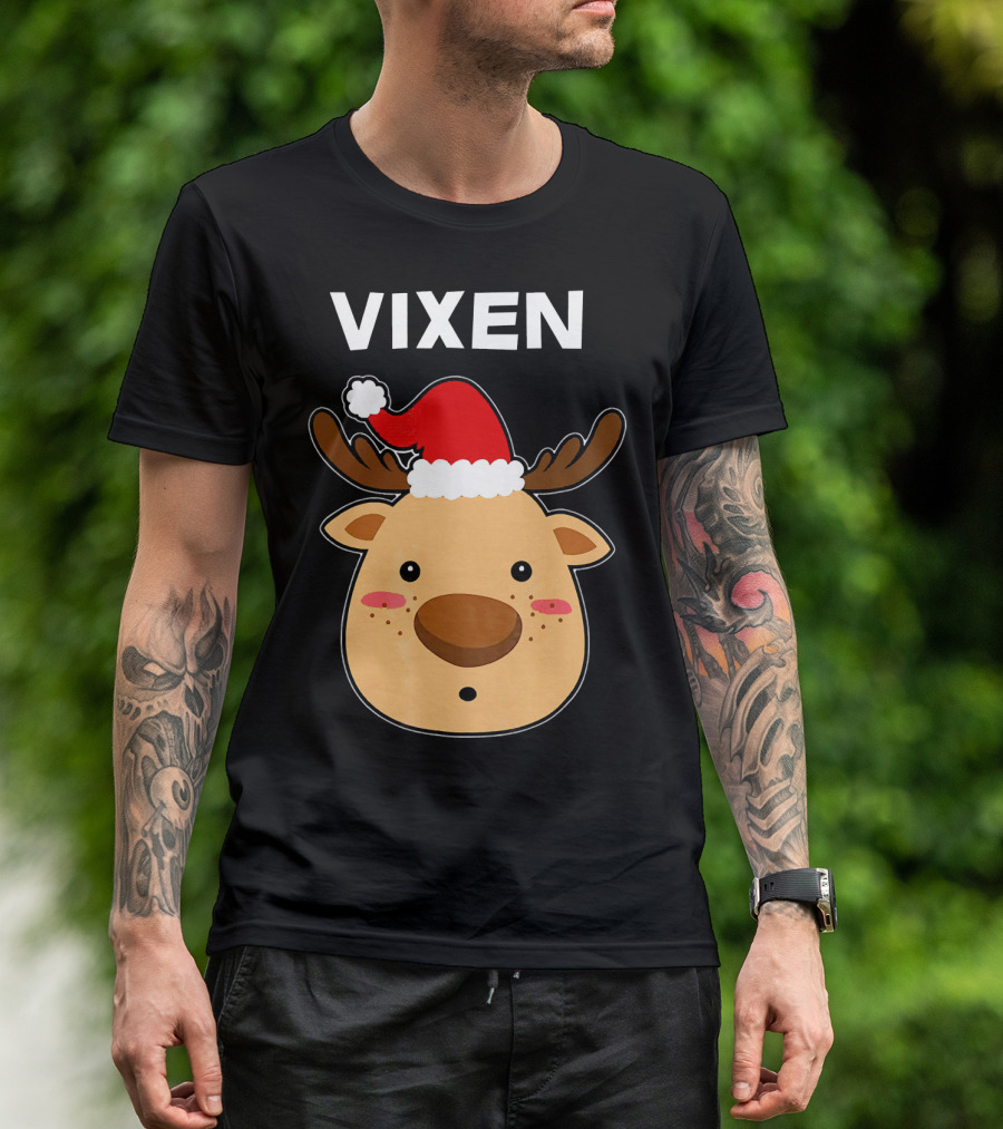 Vixen Santa Hat Reindeer T-Shirt