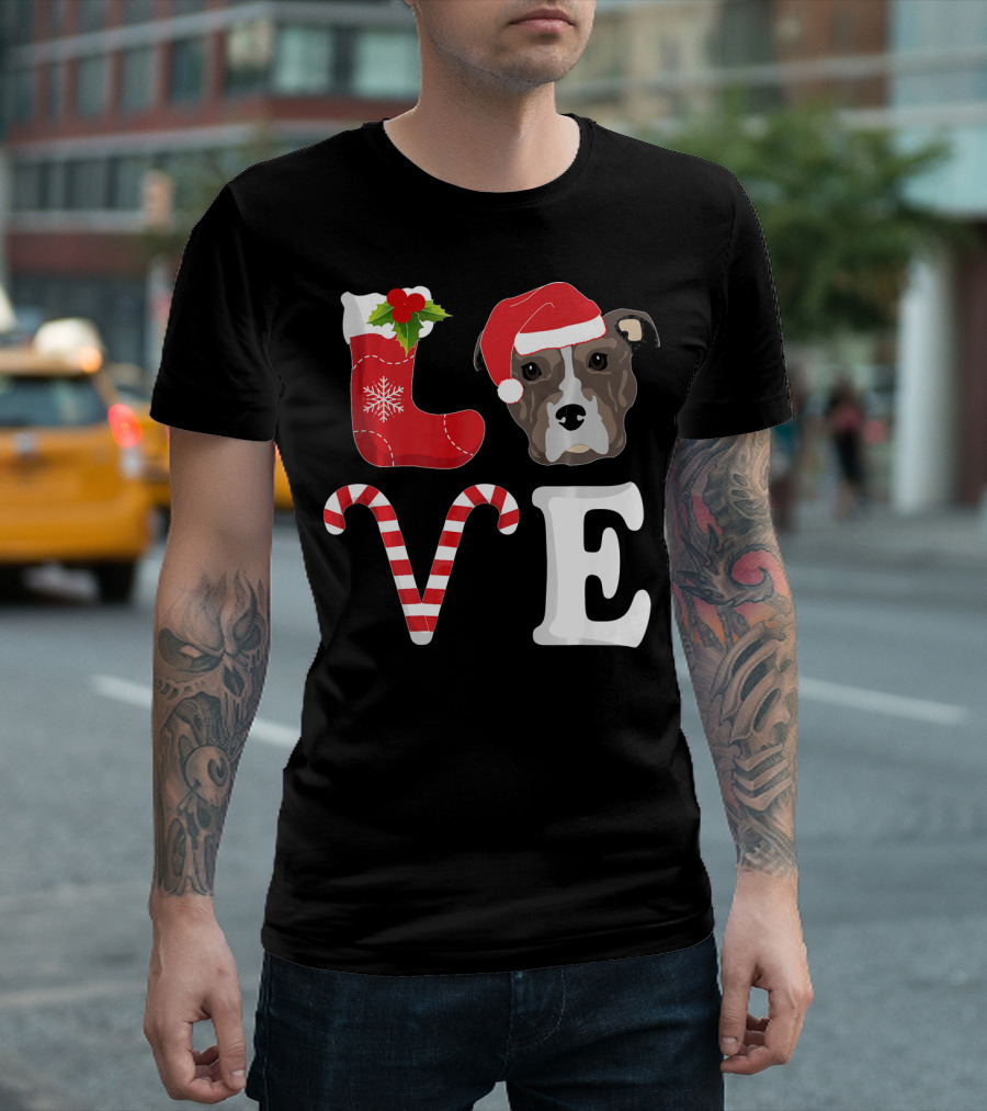 Love Christmas Pitbull Santa Pit Bull T-Shirt