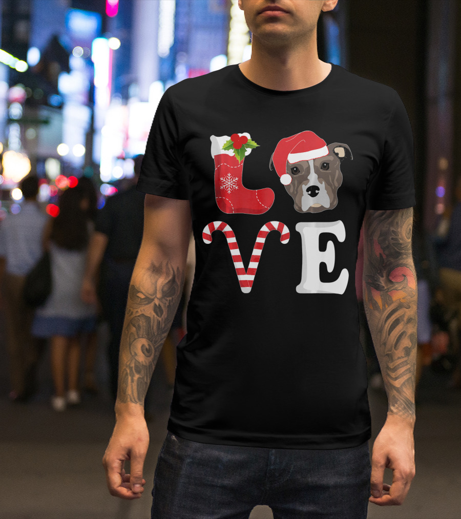 Love Christmas Pitbull Santa Pit Bull T-Shirt