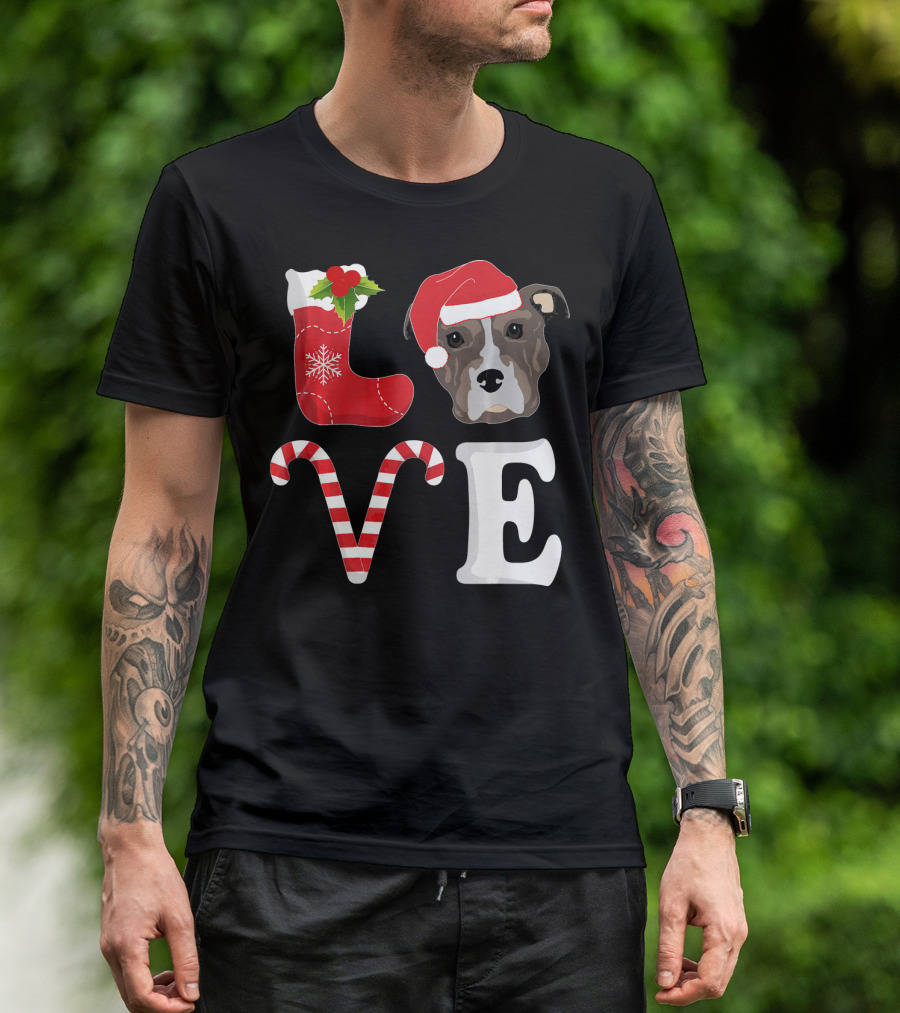 Love Christmas Pitbull Santa Pit Bull T-Shirt