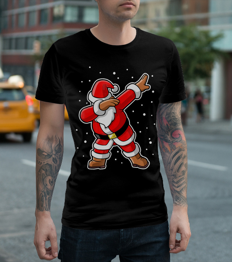 Dabbing Santa Claus Snowing Iconic Christmas Pose T-Shirt