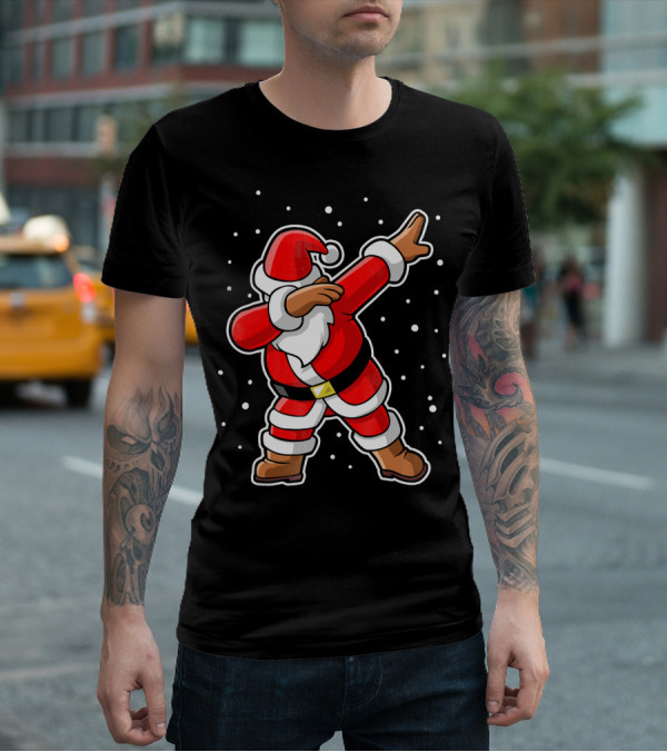 Dabbing Santa Claus Snowing Iconic Christmas Pose T-Shirt