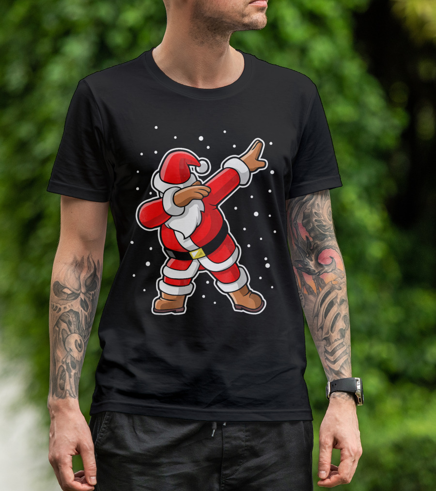 Dabbing Santa Claus Snowing Iconic Christmas Pose T-Shirt