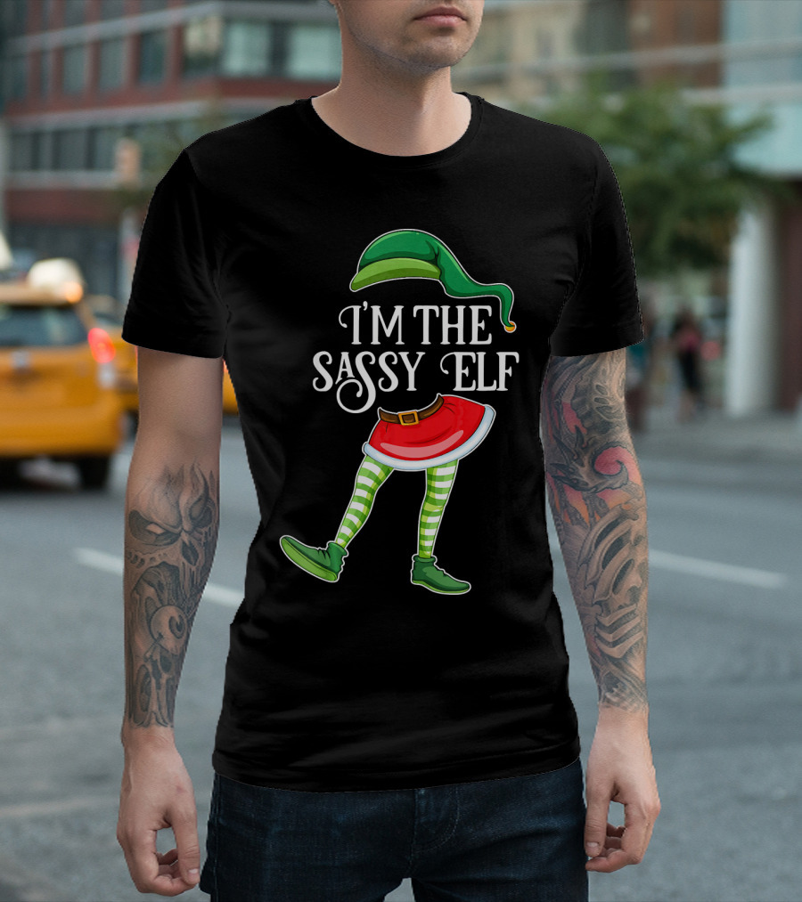 I'm the Sassy Elf with Green Hat and Striped Socks T-Shirt