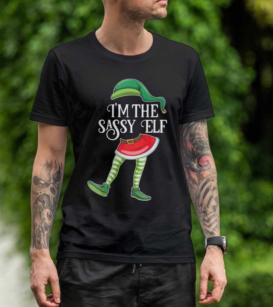I'm The Sassy Elf With Green Hat And Striped Socks T-Shirt