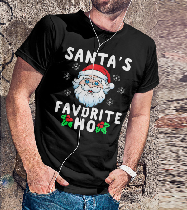 Santas Favorite Ho Christmas Santa Claus Snowflakes Holly T-Shirt