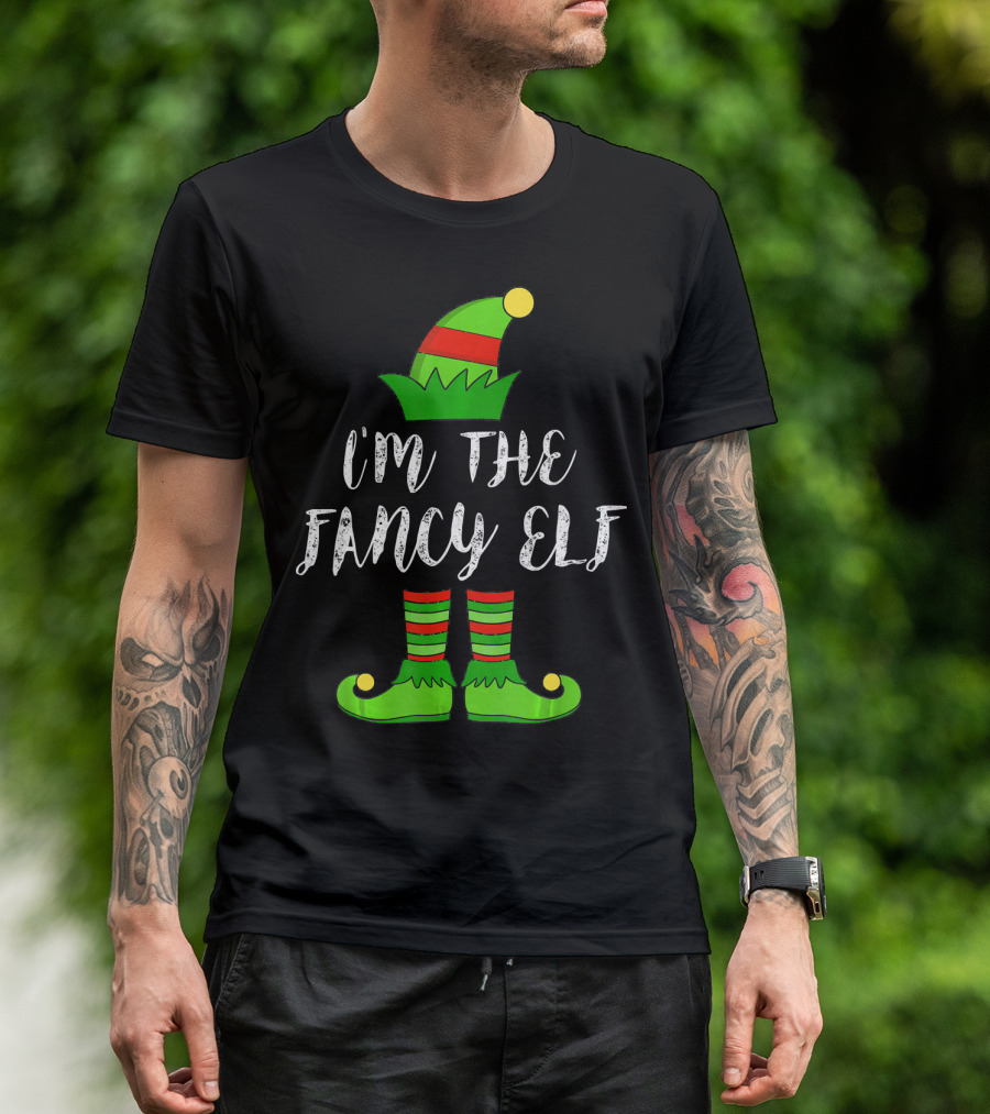 I'm The Fancy Elf Christmas Party Hat And Shoes T-Shirt