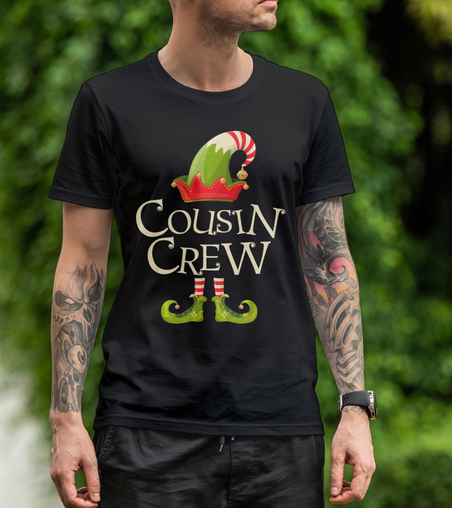 Cousin Crew Elf Matching Family Christmas Hat And Shoes T-Shirt
