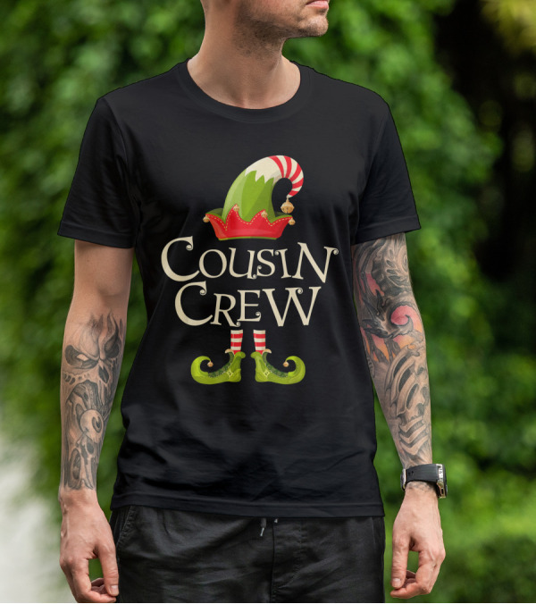 Cousin Crew Elf Matching Family Christmas Hat And Shoes T-Shirt