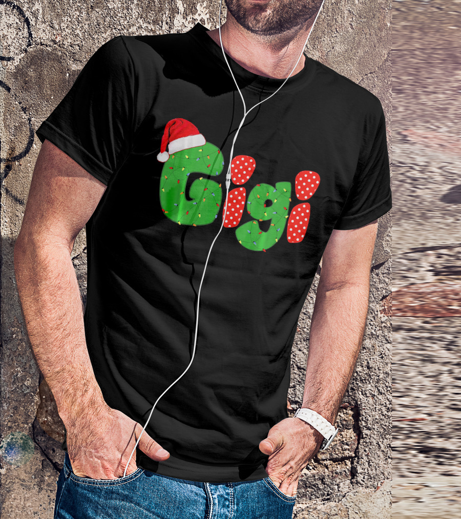Gigi Christmas Santa Hat Lights Family Matching Pajamas T-Shirt