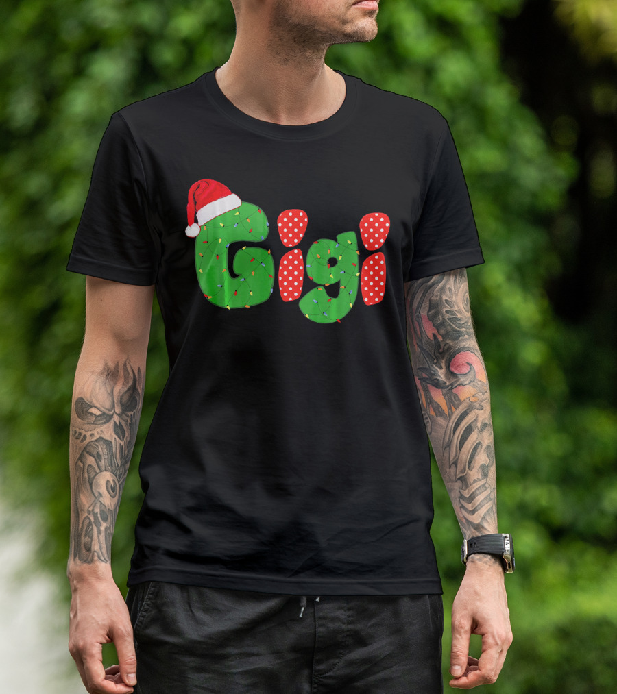 Gigi Christmas Santa Hat Lights Family Matching Pajamas T-Shirt