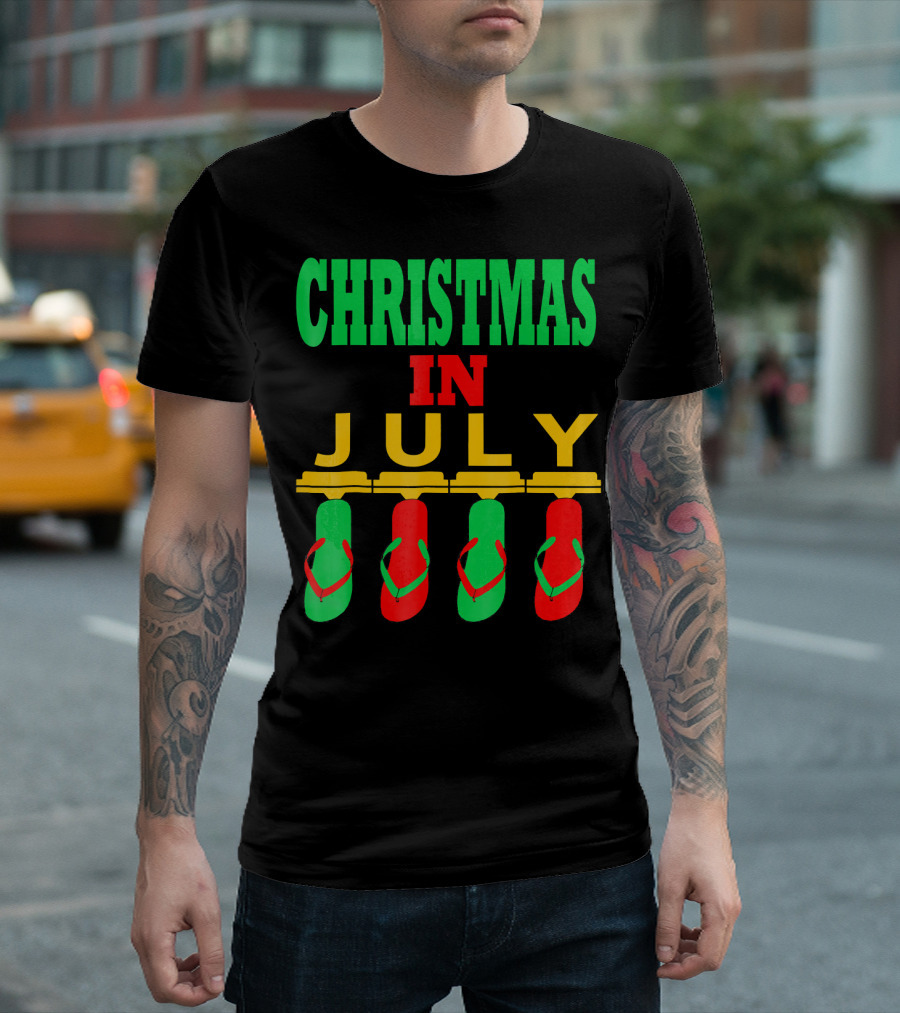 CHRISTMAS IN JULY Flip Flops Summer Holiday T-Shirt