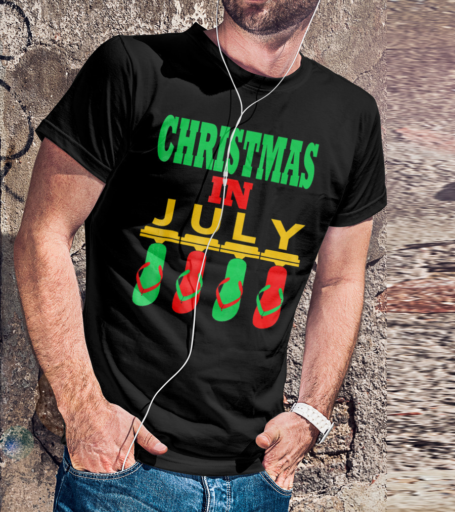 CHRISTMAS IN JULY Flip Flops Summer Holiday T-Shirt