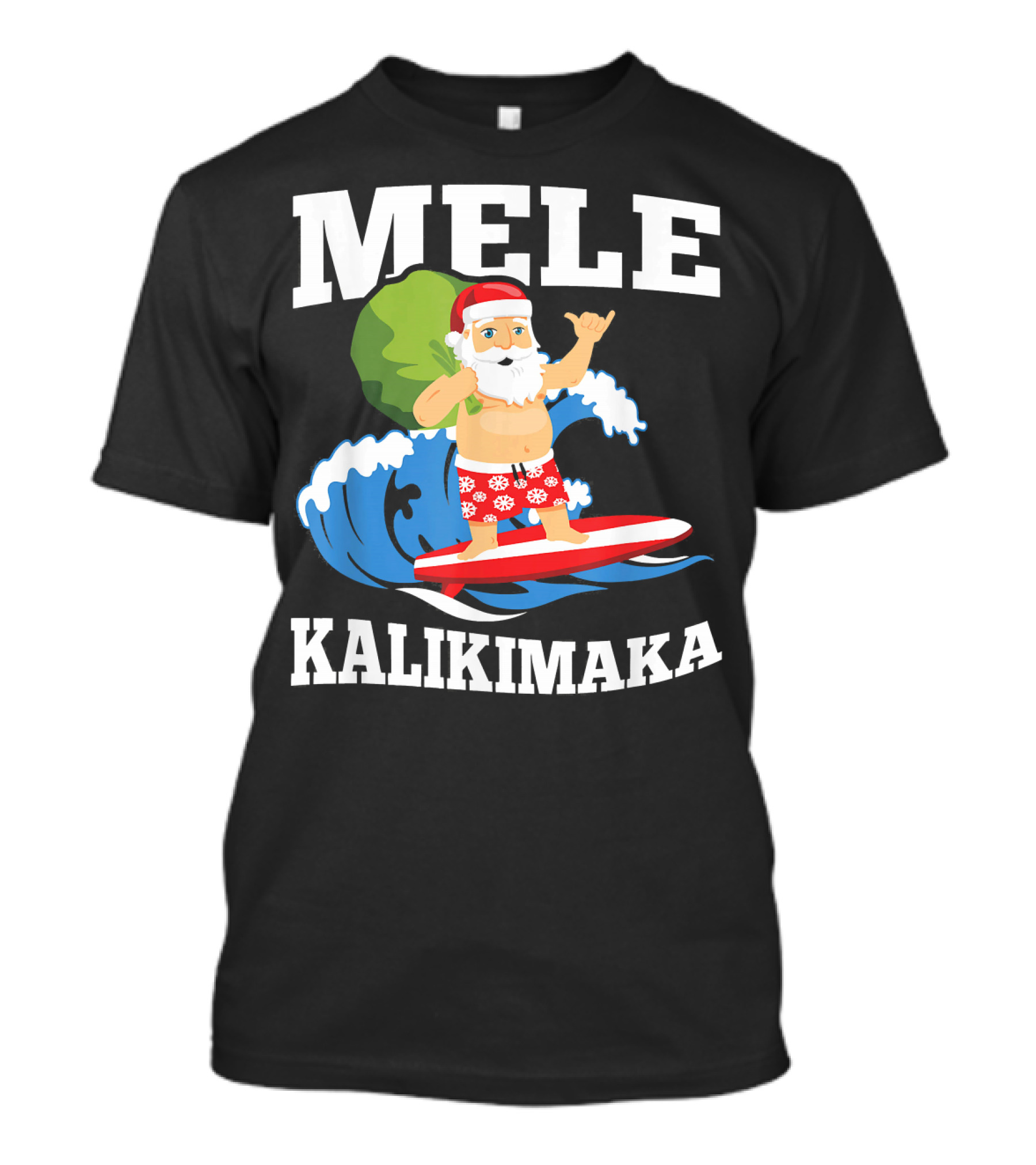 Mele Kalikimaka Surfing Santa Hawaiian Christmas Wave T-Shirt