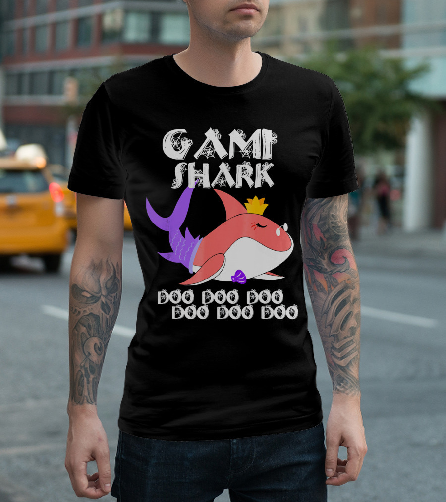 Gami Shark Doo Doo Doo Cute Crowned Shark with Purple Fins T-Shirt