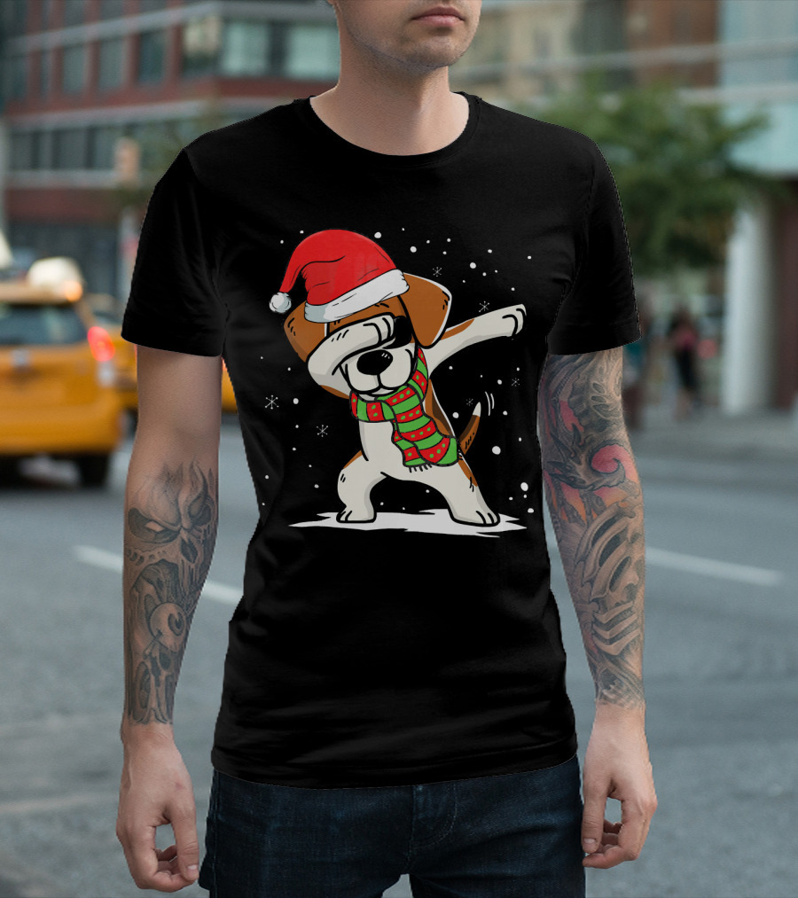 Dabbing Beagle Santa Christmas Dog Dance T-Shirt