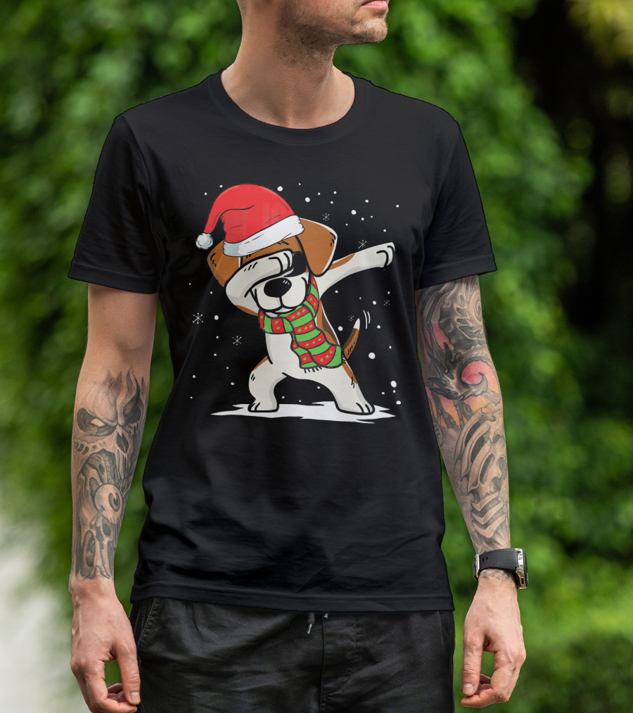 Dabbing Beagle Santa Christmas Dog Dance T-Shirt