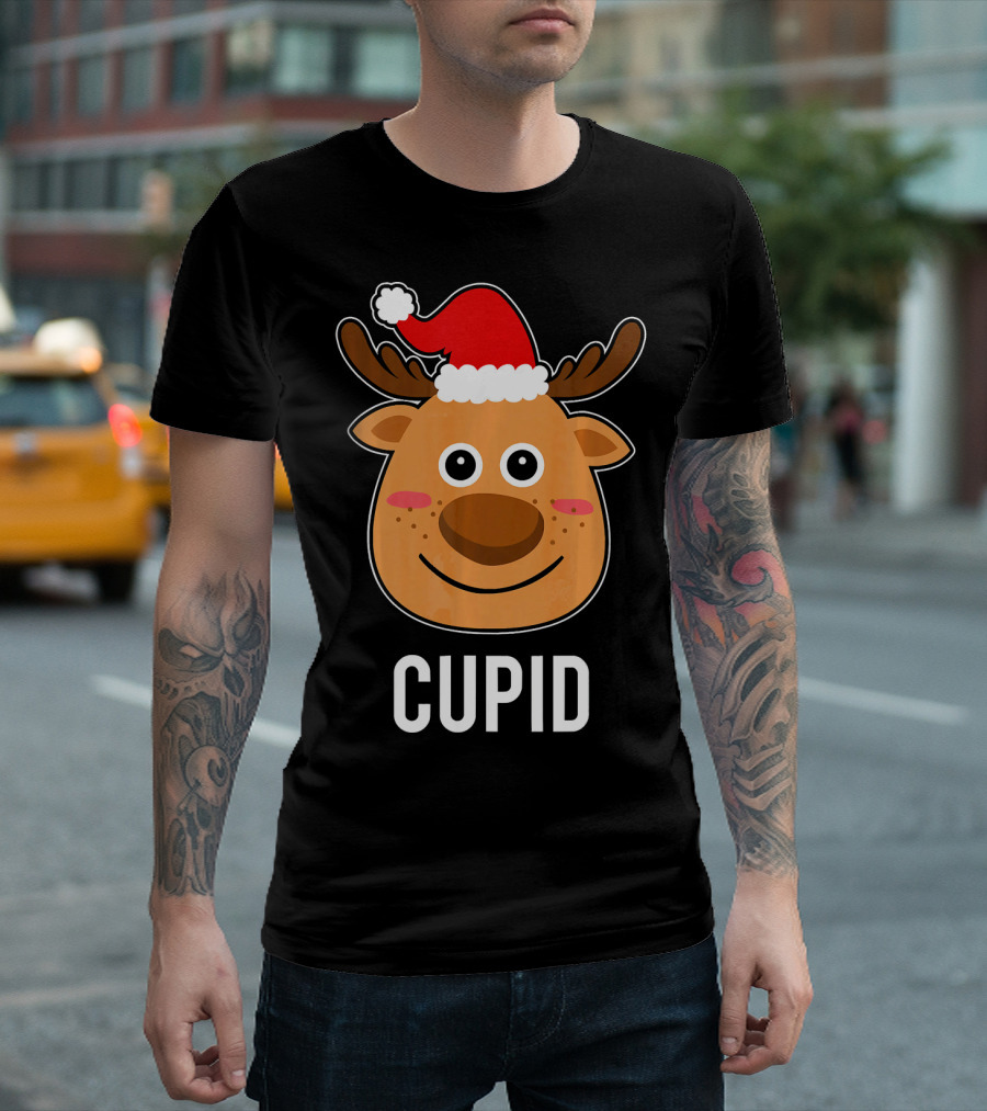 Santa Reindeer Cupid Xmas Group Adorable Christmas Deer Face Holiday T-Shirt