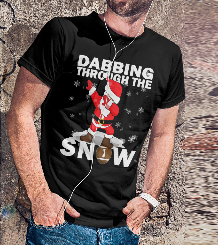 Dabbing Through The Snow Football Santa Dabbing T-Shirt