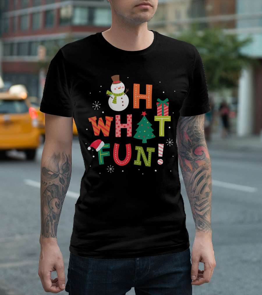 Oh What Fun Snowman Christmas Tree Gift T-Shirt