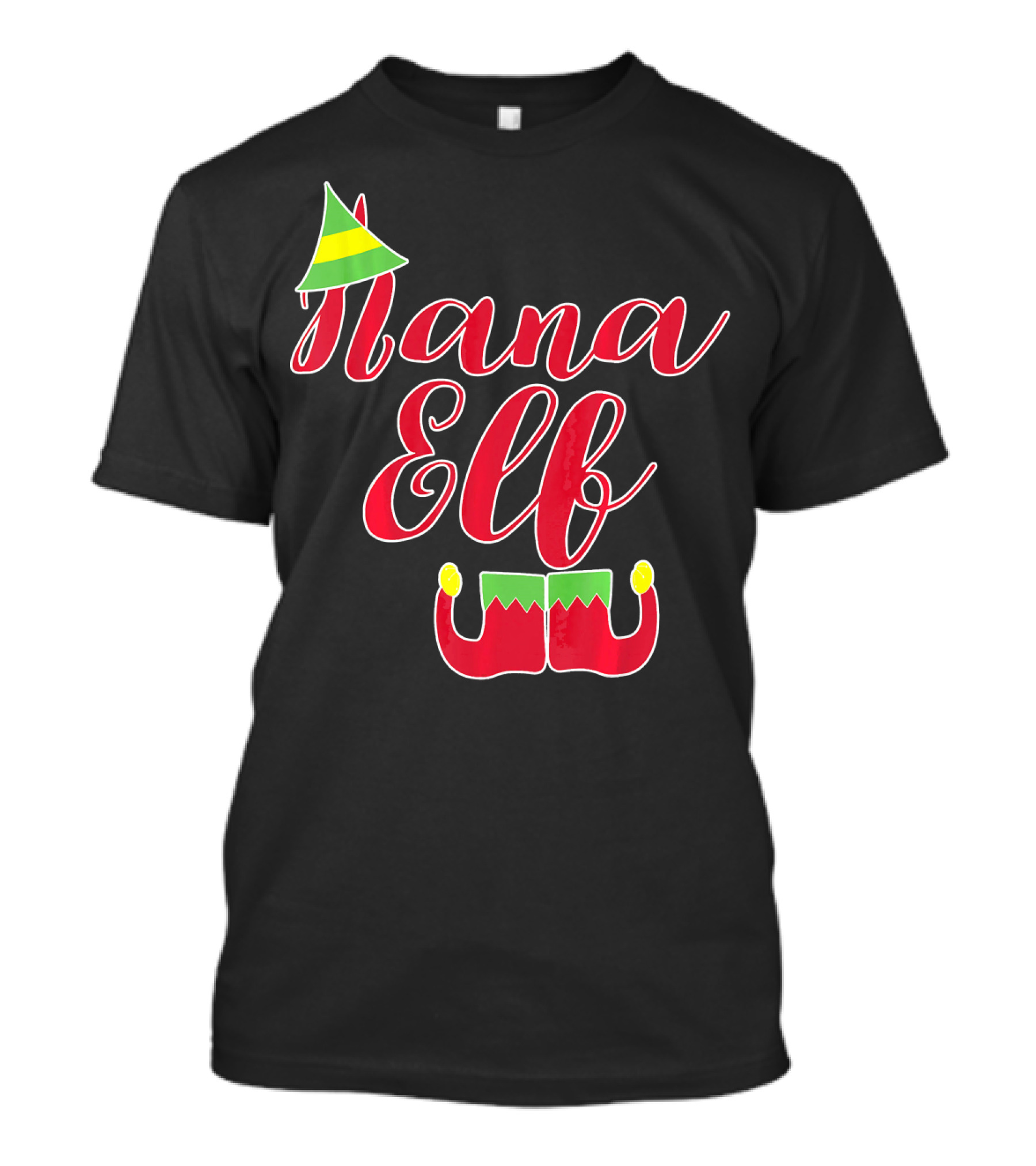 Nana Elf Funny Christmas With Elf Hat And Shoes T-Shirt