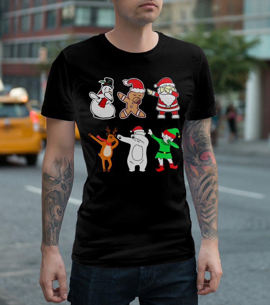 Dabbing Snowman Gingerbread Santa Reindeer Polar Bear Elf Christmas Dab T-Shirt