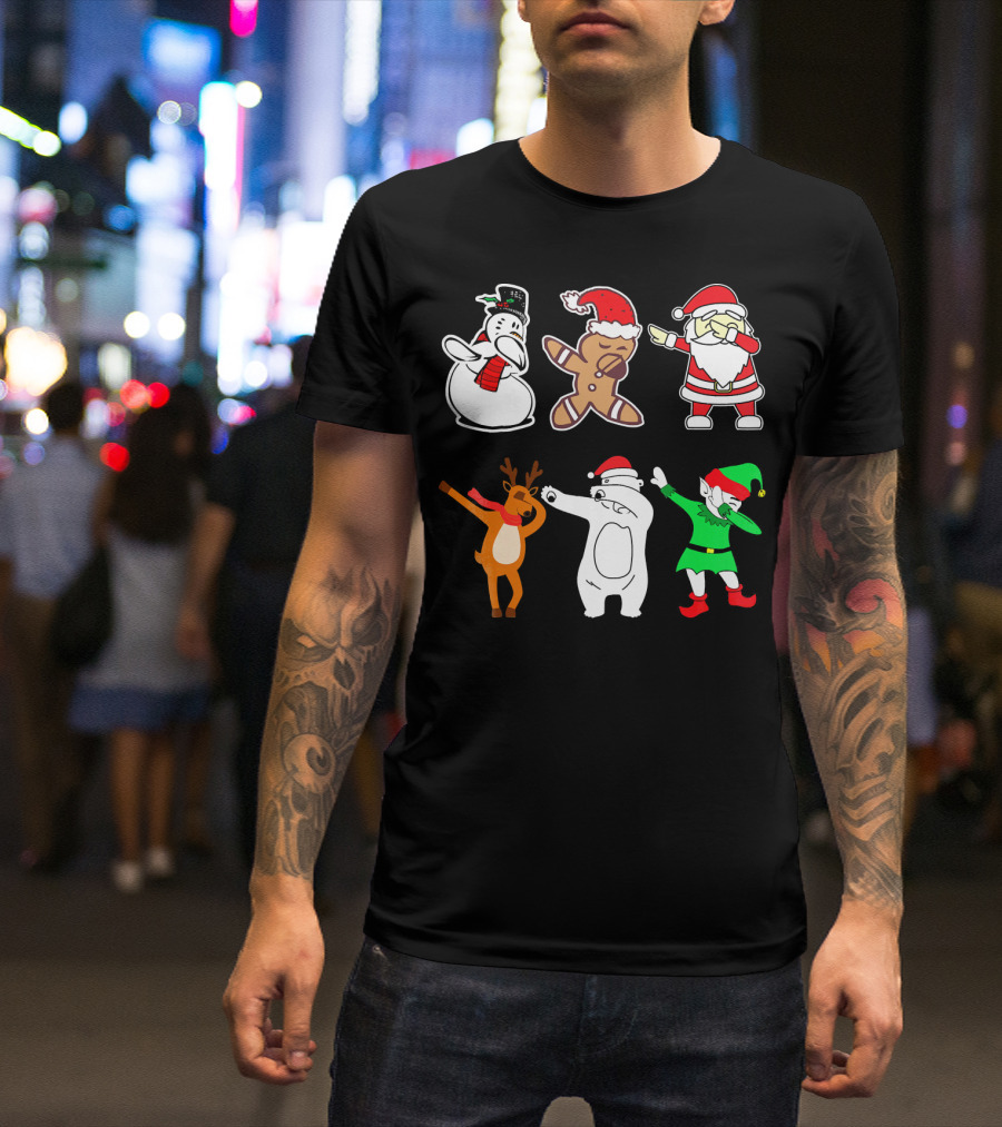 Dabbing Snowman Gingerbread Santa Reindeer Polar Bear Elf Christmas Dab T-Shirt