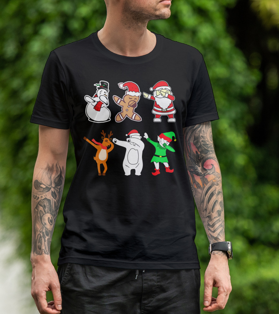 Dabbing Snowman Gingerbread Santa Reindeer Polar Bear Elf Christmas Dab T-Shirt