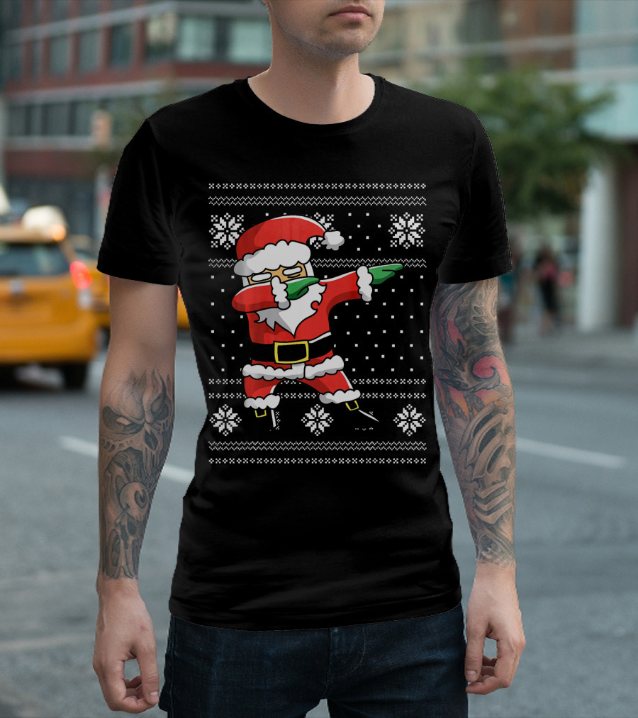Festive Dabbing Santa Ugly Christmas T-Shirt