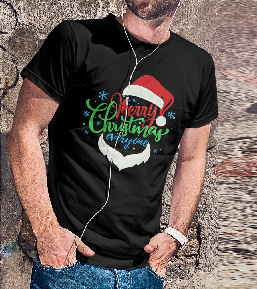 Merry Christmas Everyone Santa Hat With Beard T-Shirt