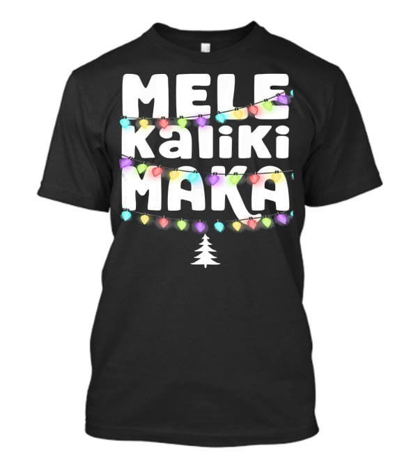 Mele Kalikimaka Hawaiian Christmas Festive Lights Tree T-Shirt