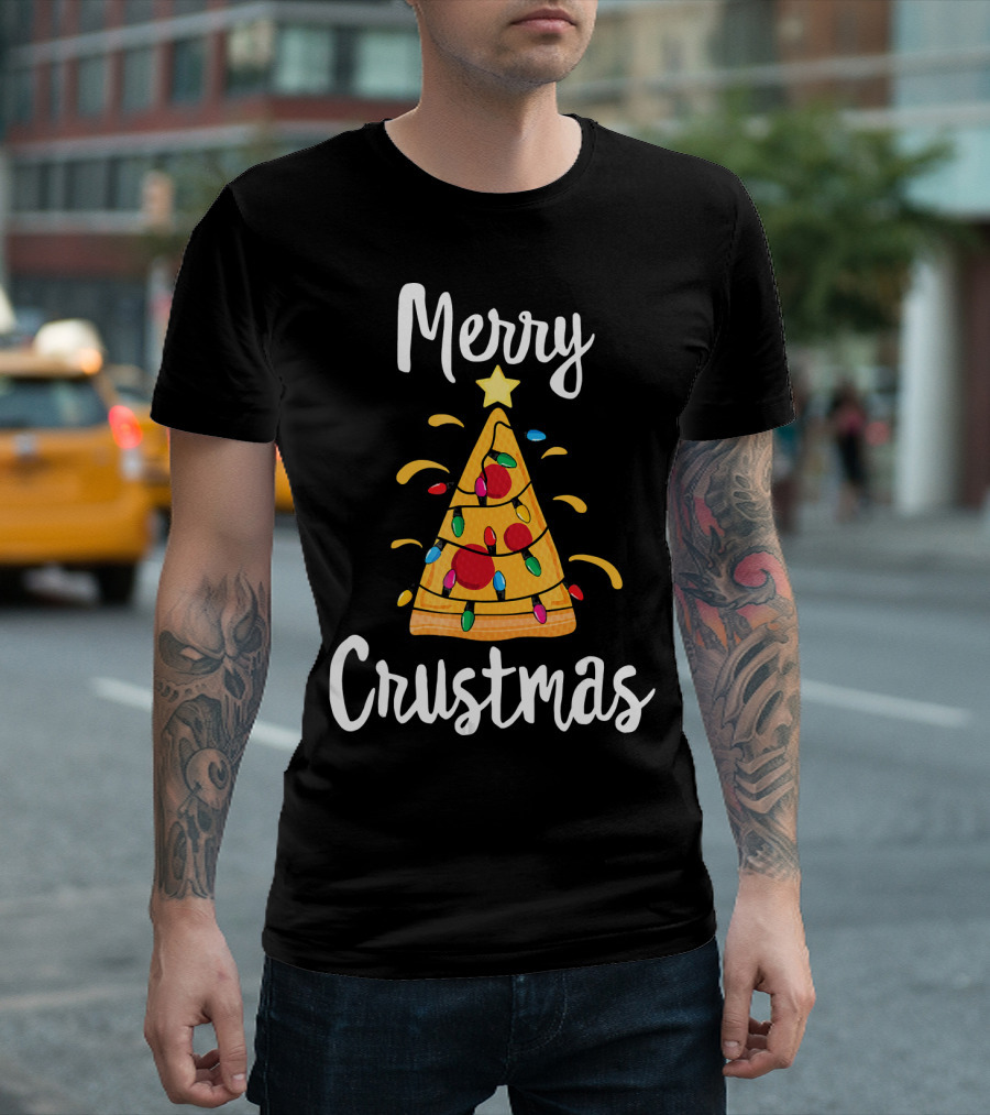Merry Crustmas Christmas Men Boy Pizza Tree T-Shirt