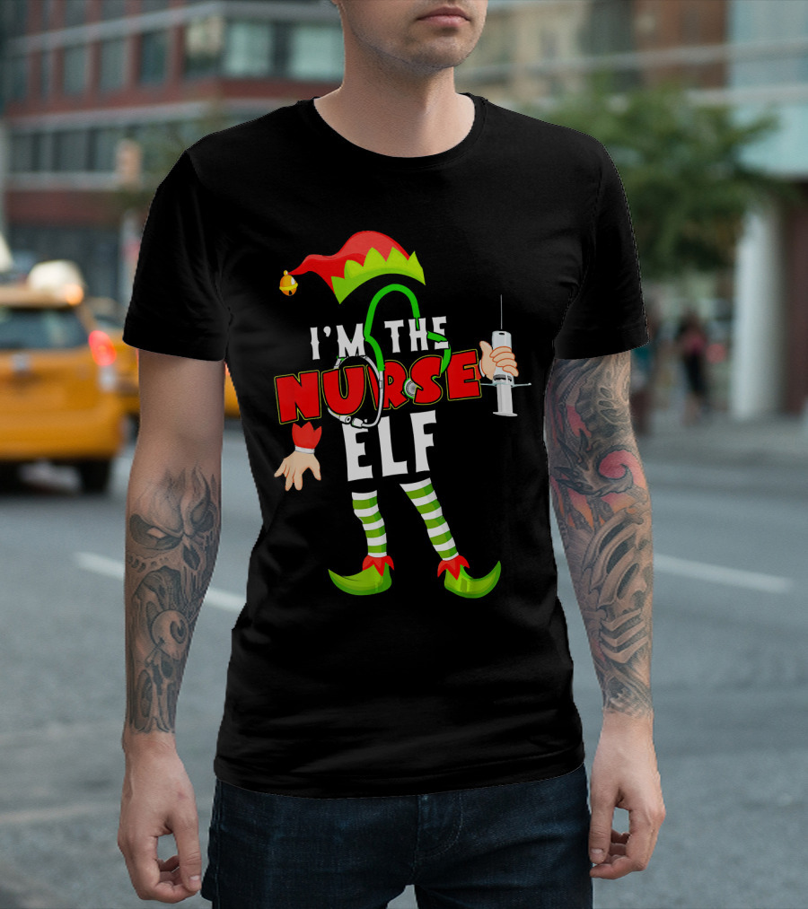 I'm The Nurse Elf RN Syringe Stethoscope Christmas Costume T-Shirt