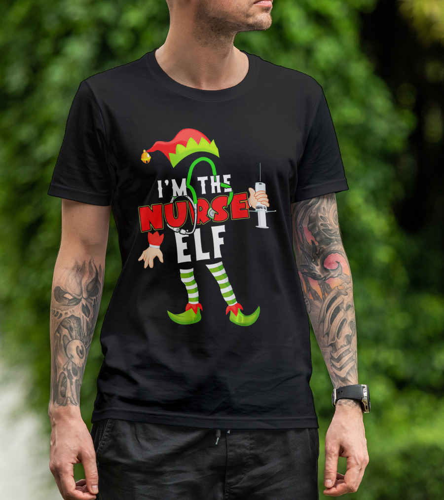 I'm The Nurse Elf RN Syringe Stethoscope Christmas Costume T-Shirt