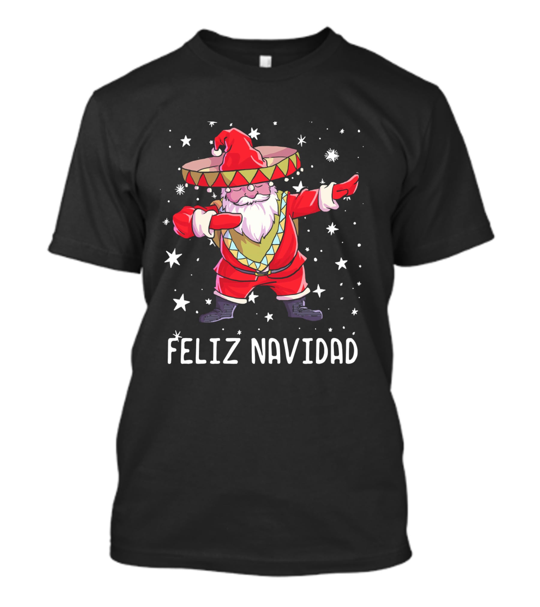 Feliz Navidad Dabbin' Santa In Sombrero Poncho Christmas T-Shirt