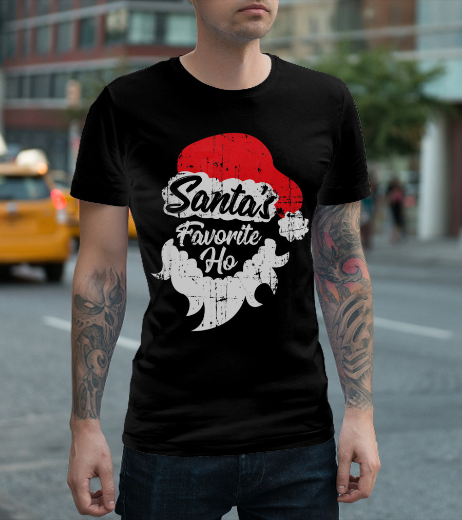 Santa's Favorite Ho Christmas Beard and Hat T-Shirt
