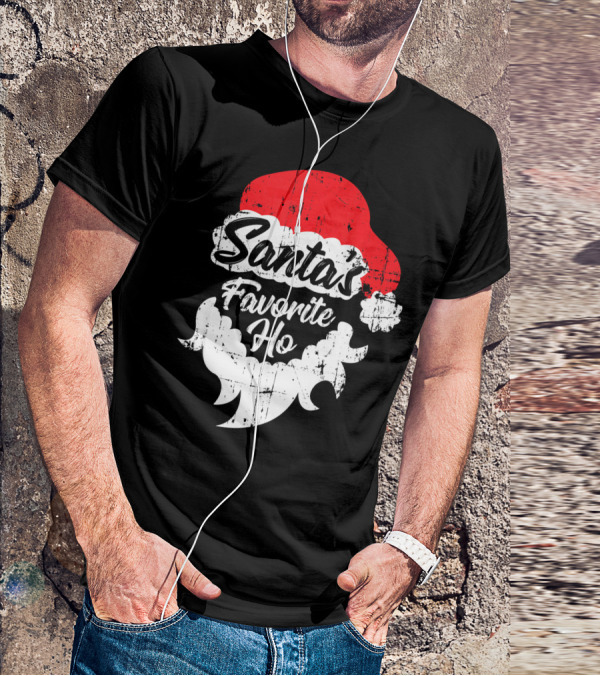 Santa's Favorite Ho Christmas Beard And Hat T-Shirt