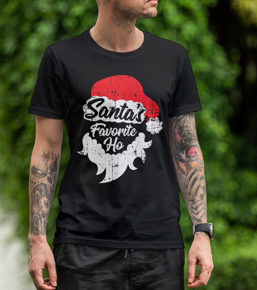 Santa's Favorite Ho Christmas Beard And Hat T-Shirt