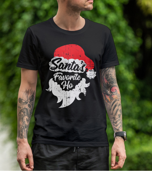 Santa's Favorite Ho Christmas Beard And Hat T-Shirt