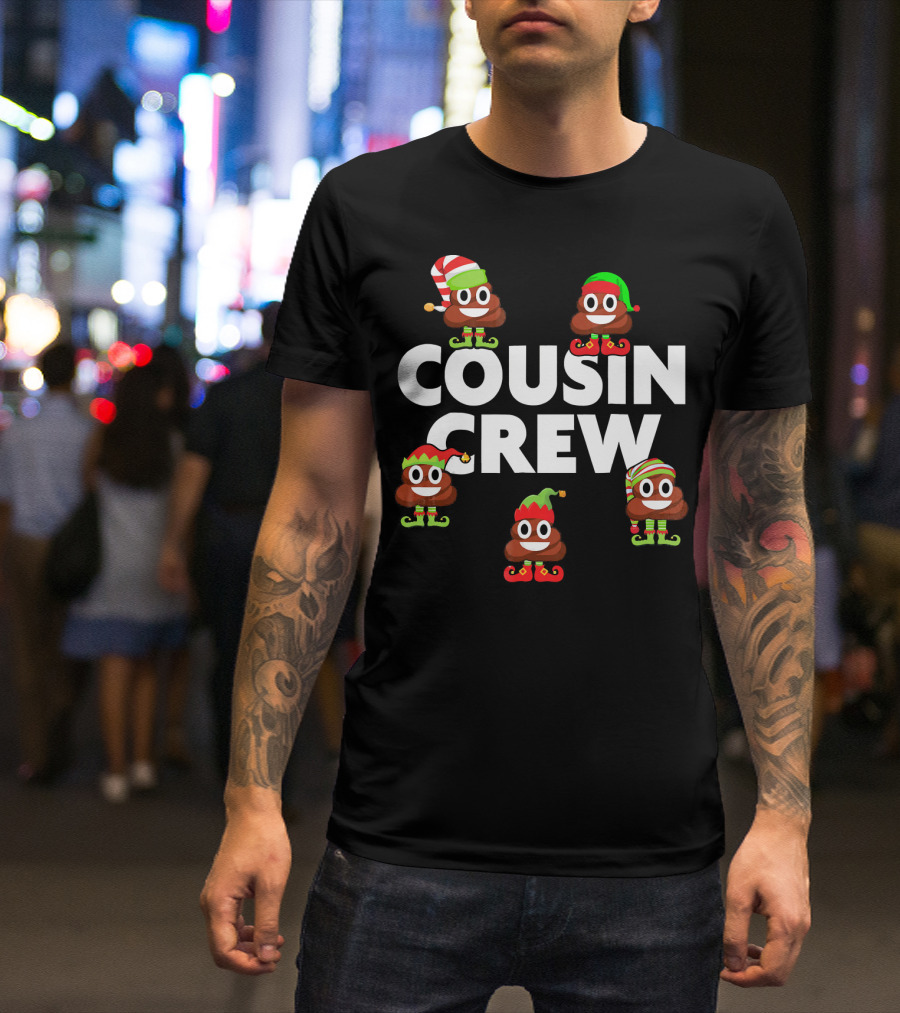 Cousin Crew Christmas PJs Elf Poop Emoji T-Shirt
