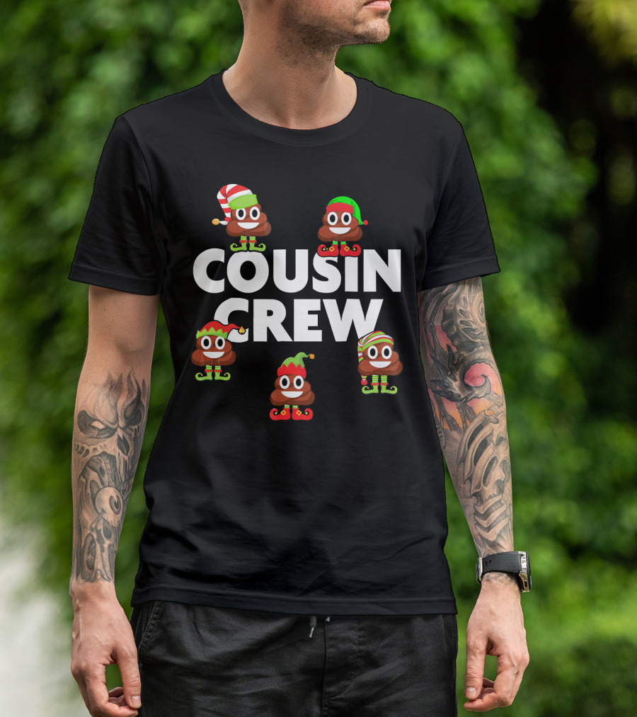 Cousin Crew Christmas PJs Elf Poop Emoji T-Shirt