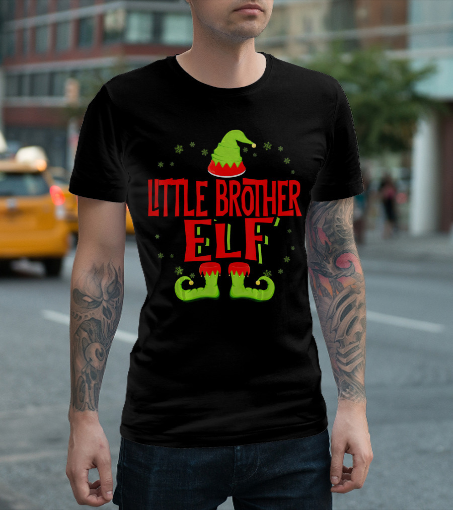 Little Brother Elf Matching Family Christmas T-Shirt