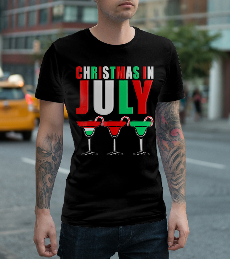 Christmas In July Candy Cane Cocktail Mixed Drinks T-Shirt