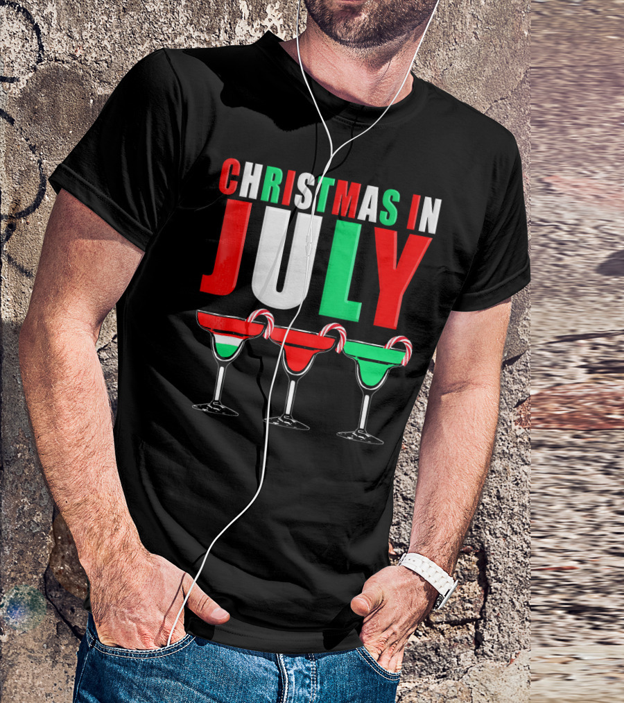 Christmas In July Candy Cane Cocktail Mixed Drinks T-Shirt