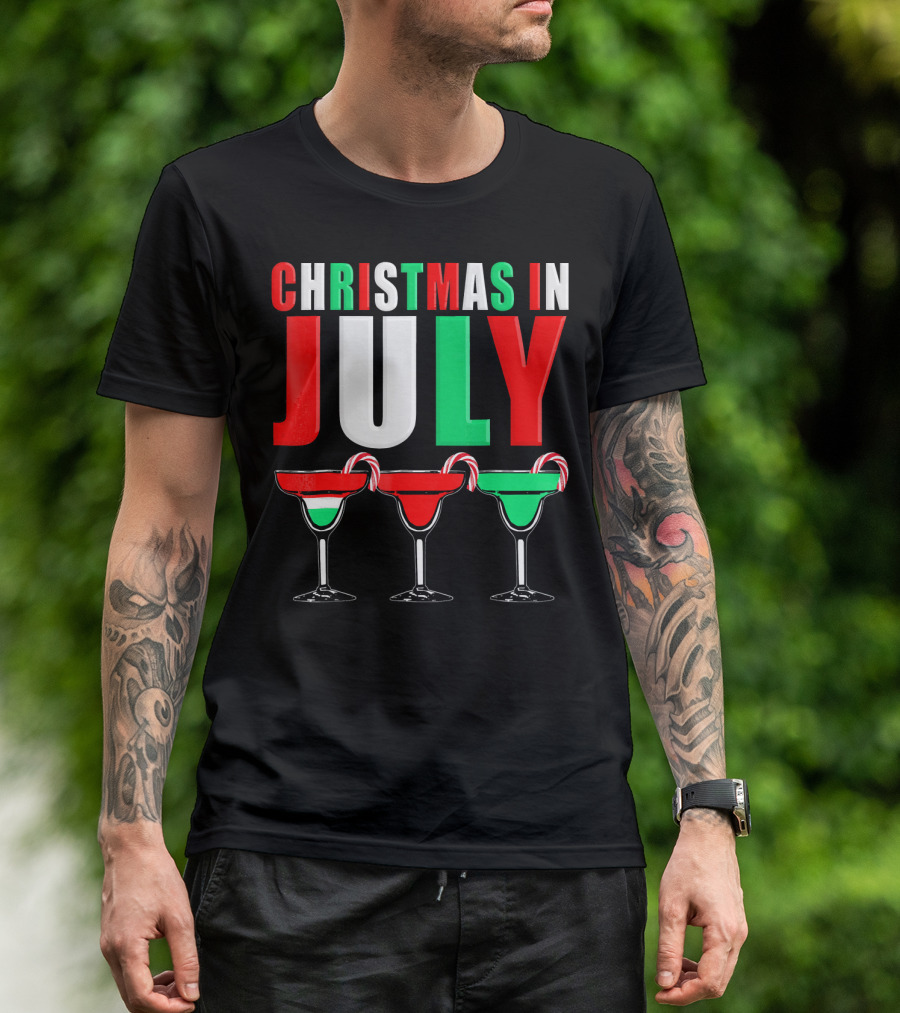 Christmas In July Candy Cane Cocktail Mixed Drinks T-Shirt
