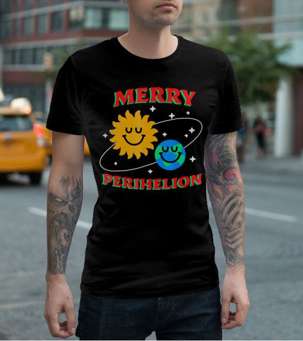 Merry Perihelion Sun Earth Smiling Orbit T-Shirt