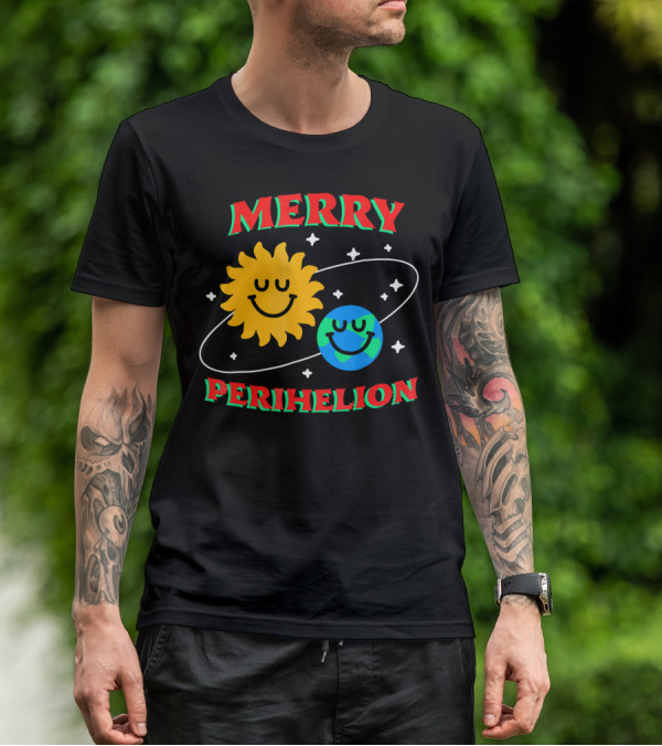 Merry Perihelion Sun Earth Smiling Orbit T-Shirt