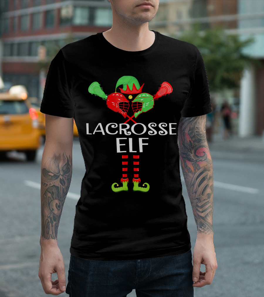 Lacrosse Elf Funny Holiday Sports Lover T-Shirt